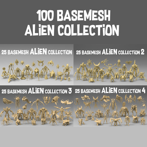 100 basemesh alien collection with extended commercial license