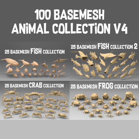 100 basemesh animal collection v4