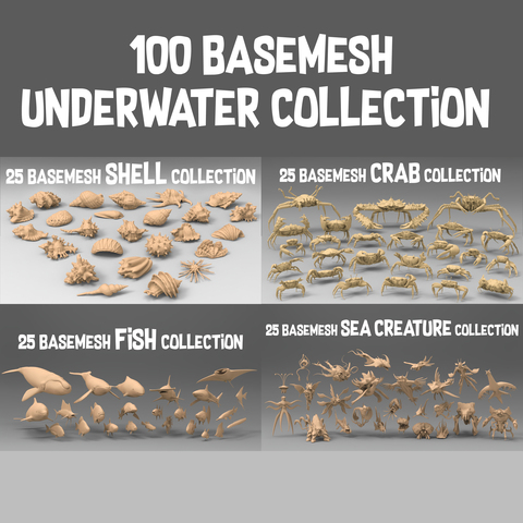 100 basemesh underwater collection