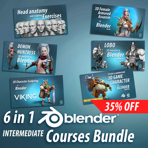 Blender intermediate and head anatomy 3D character courses