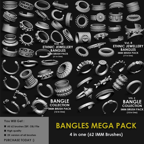 BANGLES MEGA PACK (4 IN ONE - 62 BRUSHES)
