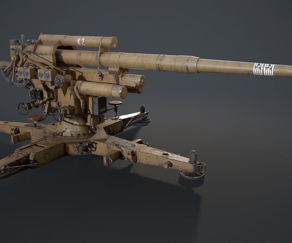 ArtStation - 88mm German Flak Canon VR / AR / low-poly 3D model | Game ...