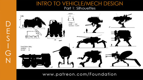 Foundation Art Group - Intro to Vehicle & Mech Design- Part 1: Silhouettes