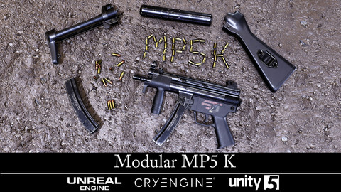 Modular MP5k - Gameready - Fully Textured - Extended License