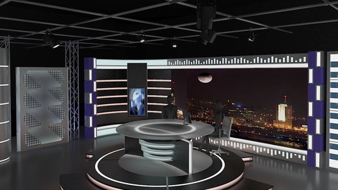 Virtual TV Studio News Set 11
