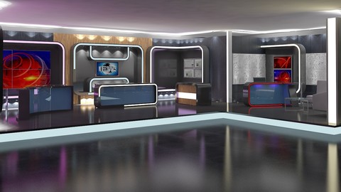 Virtual TV Studio News Set 16