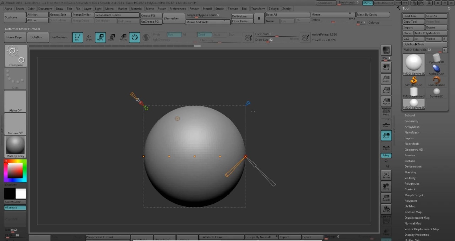 how to use deformation master zbrush