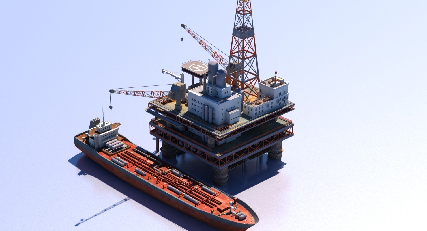 ArtStation - Oil Rig And Tanker | Game Assets