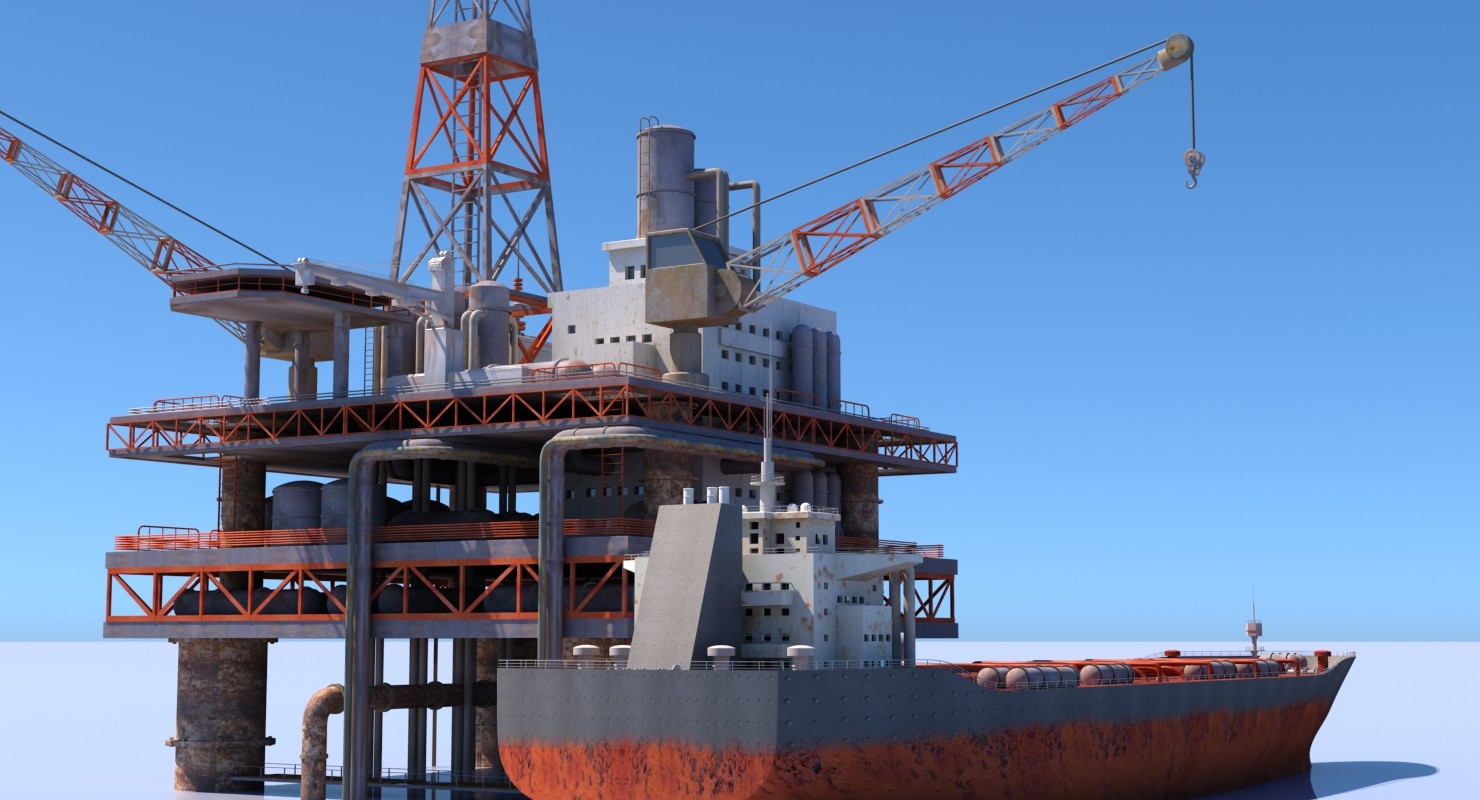 ArtStation - Oil Rig And Tanker | Game Assets