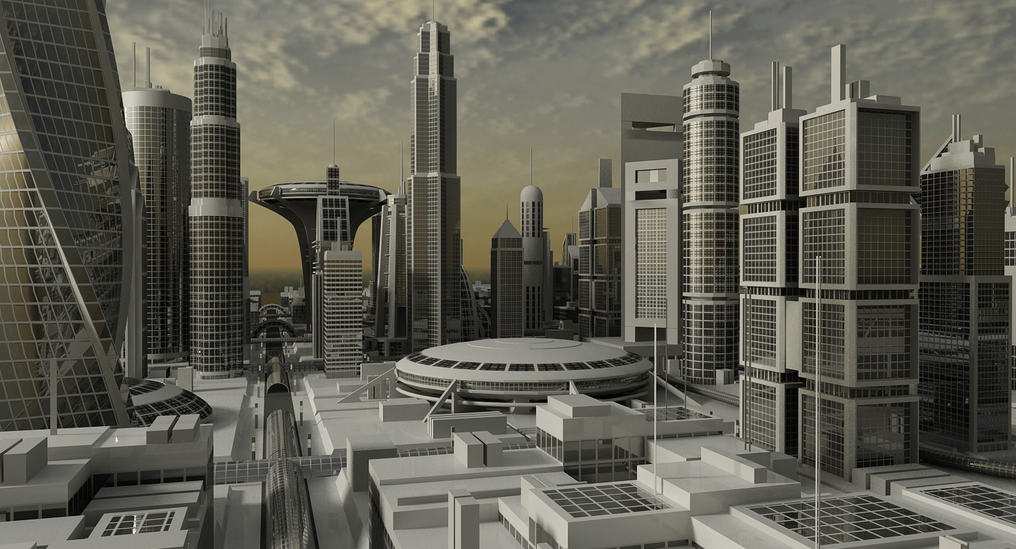 Три будущее. Sci Fi город 3д. Sci Fi City 3d. Город будущего в 3d Max. Модель города будущего.