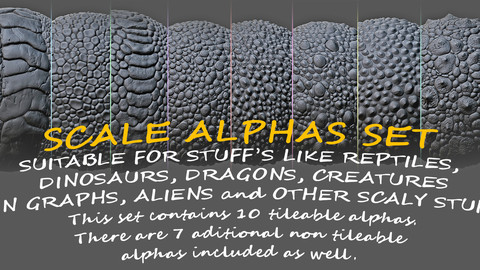 SCALE ALPHAS SET: 10 tileable scales alphas