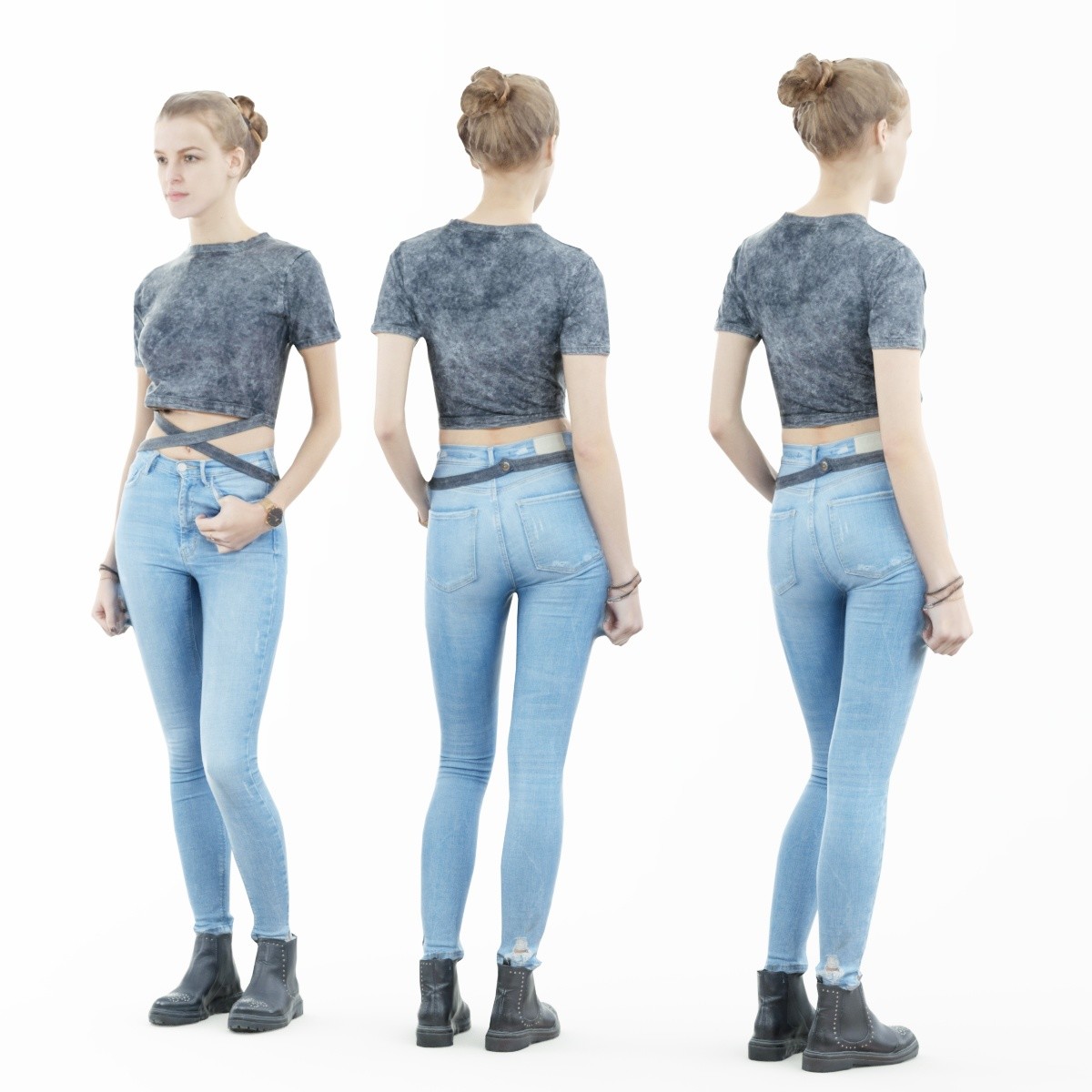 ArtStation - Girl in Jeans and Grey Top | Resources