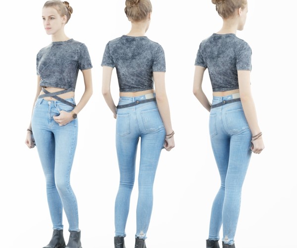 ArtStation - Girl in Jeans and Grey Top | Resources
