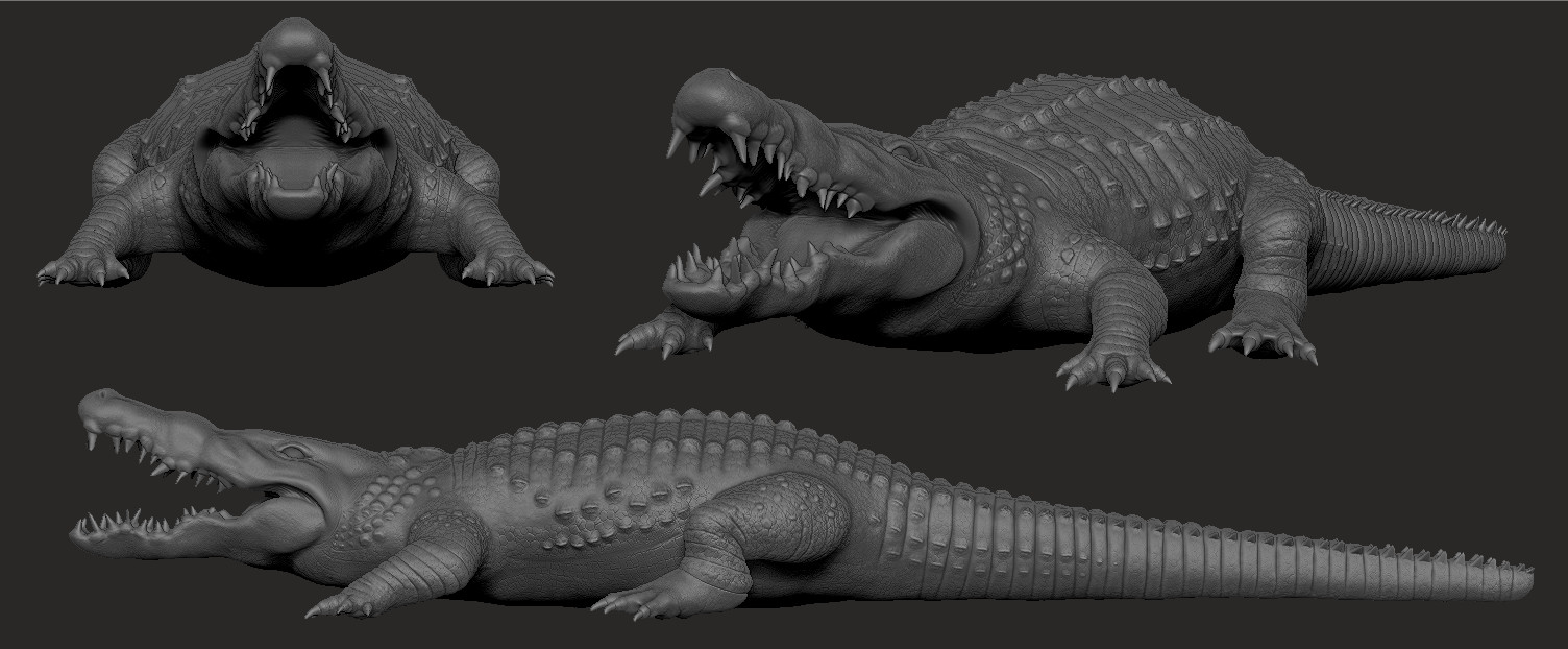 ArtStation Crocodile (High poly sculpt and low poly game res model