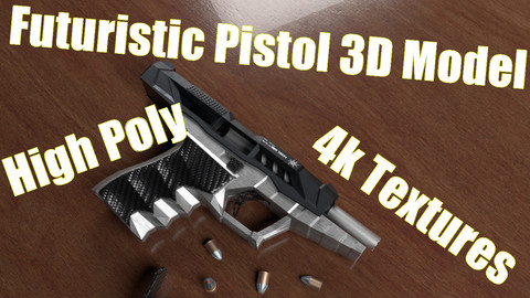 Futuristic Pistol - 3D Model [high poly, 4k Textures] [comes with all Textures and ready to animate/use] (.blend, .obj)