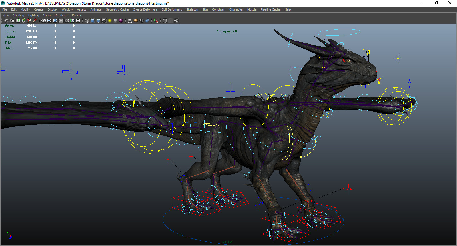 ArtStation Stone Dragon Maya Rig Game Assets
