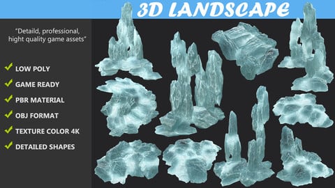 Low poly Realistic Ice Cave Block Modular Pack