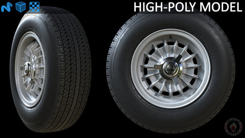 Highpoly Campagnolo magnesium rim with tire