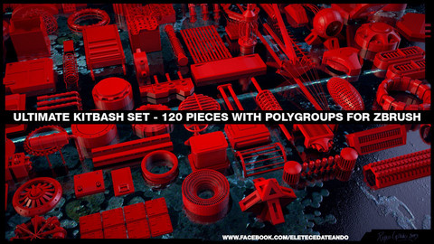 Ultimate Kitbash Set - 120 Pieces for zBrush with Autogroups + MAX + OBJ