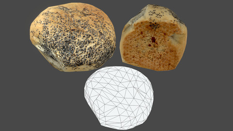 Bread Bun 02 - Low Poly - Photogrammetry