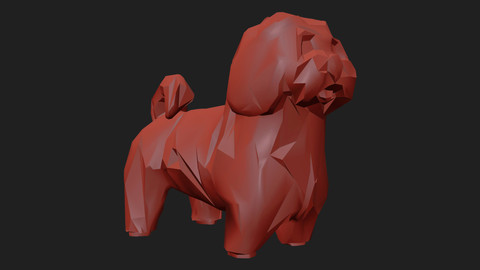 Low Poly Shih-tzu for 3D Printing