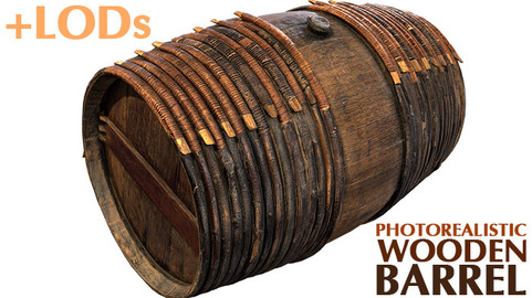 Photorealistic Wooden Barrel