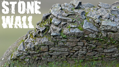 Old Mossy Stone Half Wall