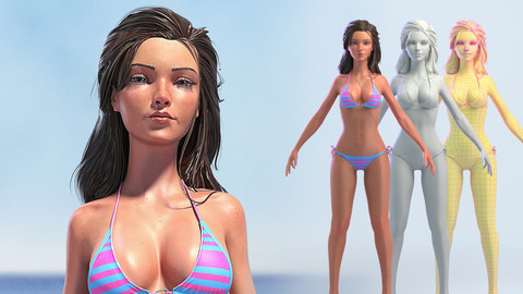 Kat - girl in swimsuit. 3d Realtime chracter with 4k PBR textures.