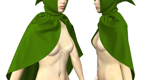 Marvelous Designer Garment File: Dynamic Pixie Hooded Cape
