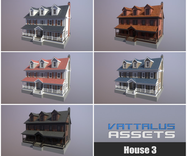 Artstation Modern Suburban House Collection Low Poly 3d Model Game Assets