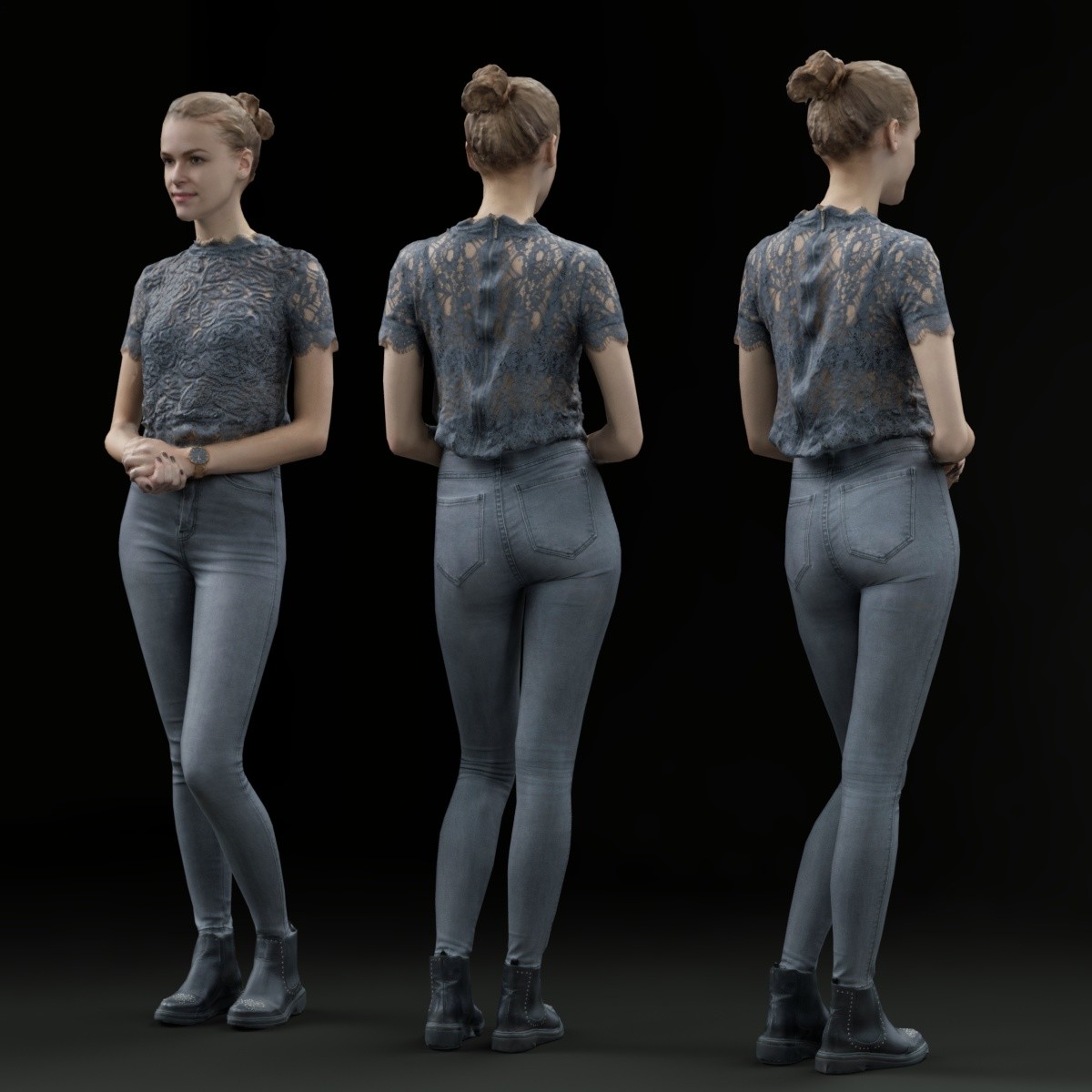 ArtStation - Grey Outfit Girl in Casual Pose | Resources