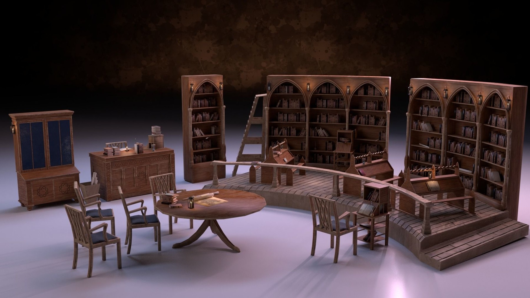 ArtStation - Medieval Library Model Pack PBR Low-poly 3D | Game Assets