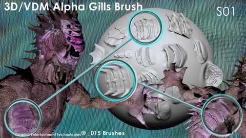 3D Alpha Brush Gills Series 01 _015 - For ZBrush