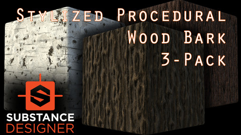 Stylized Procedural Wood Bark 3-Pack
