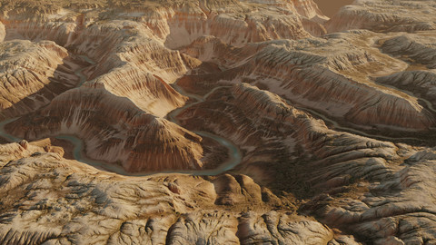 Terrain Canyon with river - 16k scene