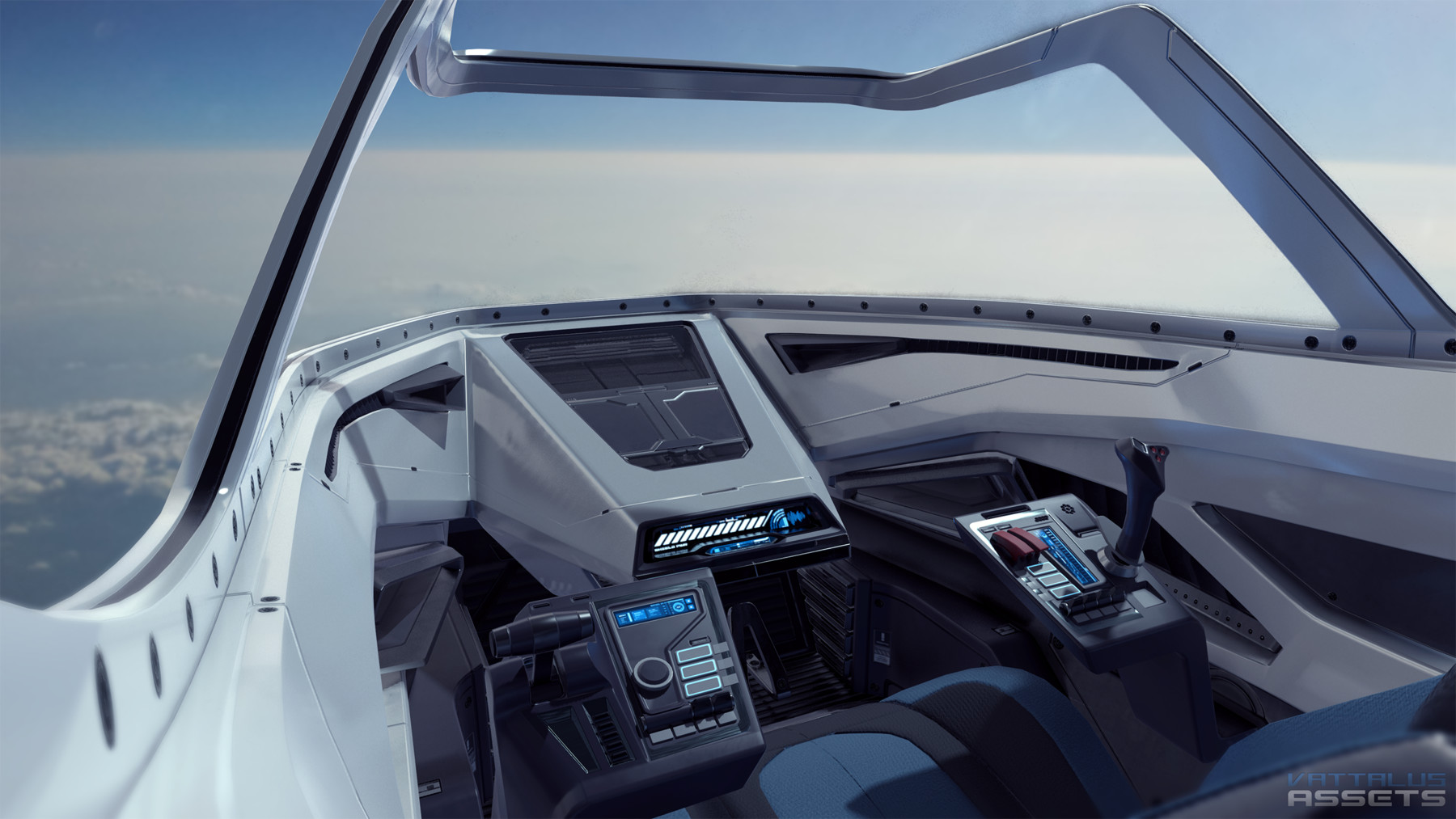ArtStation - Sci Fi Cockpit Futuristic Fighter Low-poly 3D model | Game