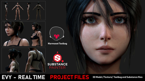 EVY - Real Time /3D Model / 4K Textures & Files ( Marmoset Scene + Substance Painter File )