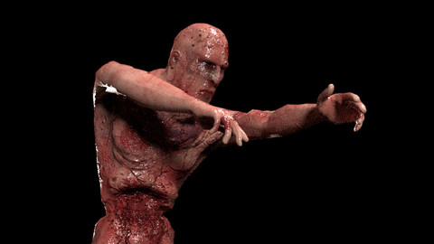 Walking Zombie Rigged Animated Game-Ready 3D model Low-poly 3D model