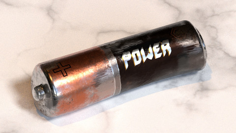 AA Battery 4K Textured Deformed Low-Poly Game-Ready 3D model Low-poly 3D model