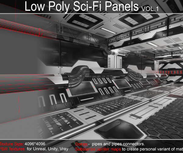 ArtStation - Sci-Fi Panels Low Poly vol 01 | Resources