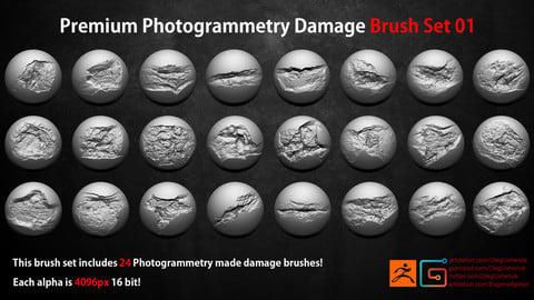 Photogrammetry Wall Damages Brushes + Alphas  Vol 1