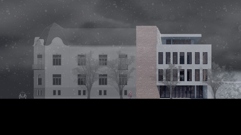 Winter scene with facades