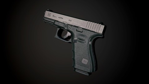 Gun Glock Pistol with Alpha Map Seamless PBR Texture