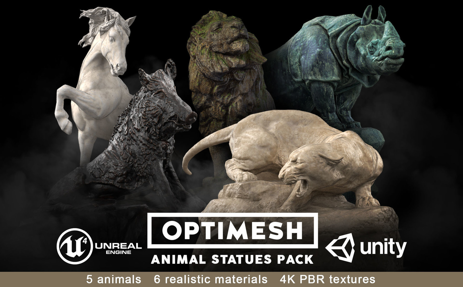 ArtStation Animal Statues Pack Game Assets