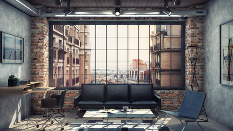Industrial Living Room | Vray 3.6 for Sketchup