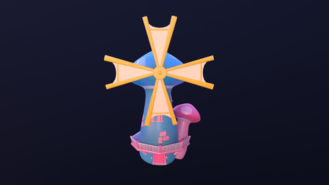 Asset - Cartoons - Background- Windmill - 3D Models