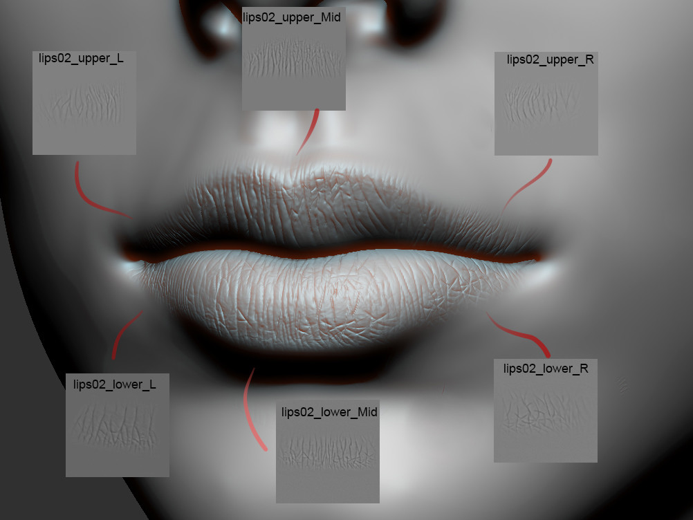 woman lips alpha for zbrush