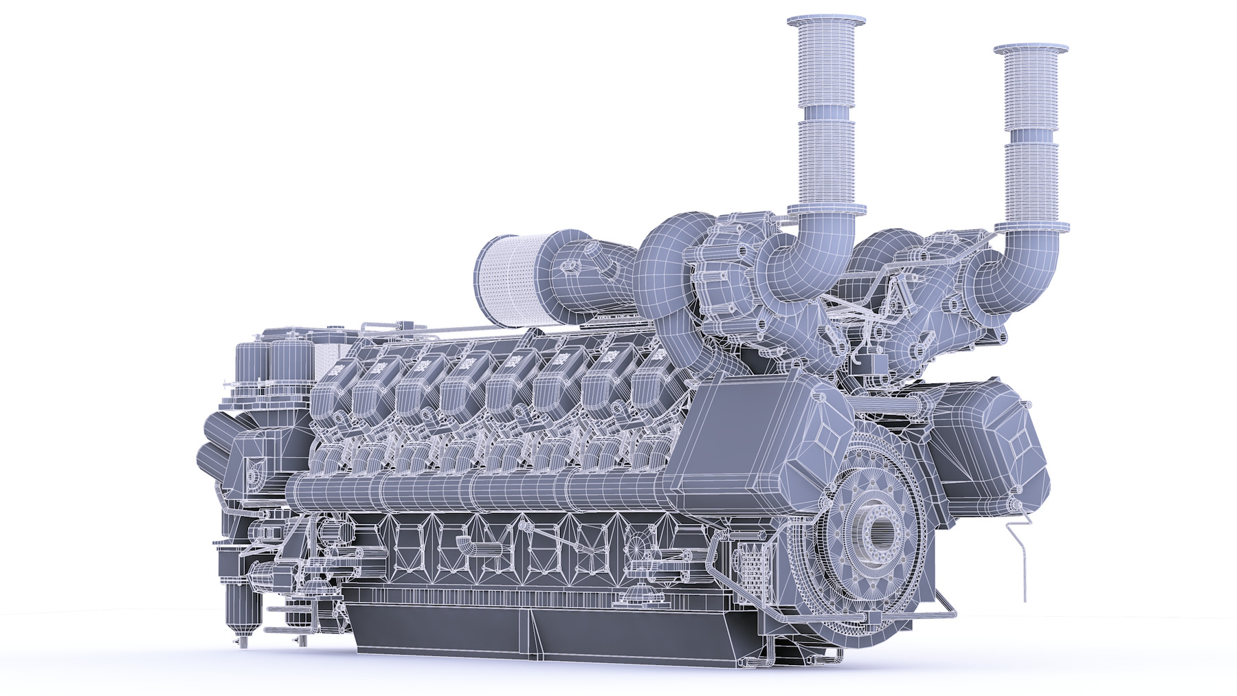 Rafael Simonyan - MTU 16v4000 Marine Engine mid-poly model