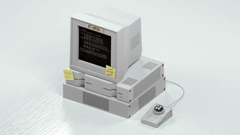 Old PC - Personal Computer 4K PBR Textures Low-poly 3D model