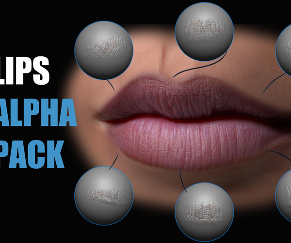 lips detail alpha pack zbrush blender 3dcoat substance